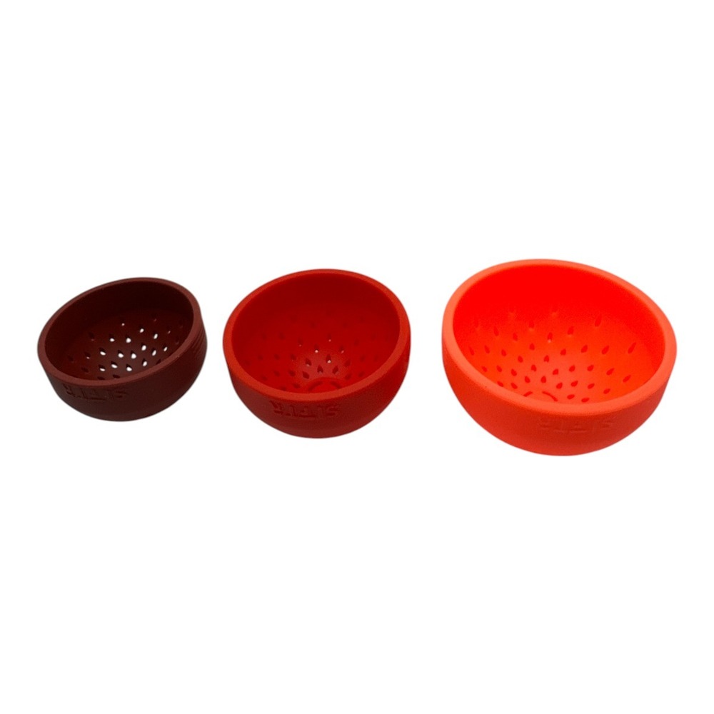 SIFTR NESTING CAN STRAINERS - 3 Red Corla COLANDERS Set NEW IN BOX